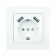 EKF ERR16-028-100-2USB Минск Розетка 1-местная СП с/з 16А белая с защ. штор. с 2 USB 2,1А EKF