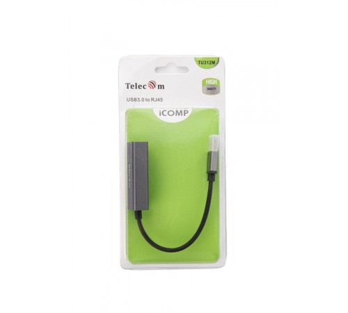 Кабель-переходник USB 3.0 (Am) --> LAN RJ-45 Ethernet 1000 Mbps, Aluminum Shell,Telecom <TU312M> VCOM TU312M
