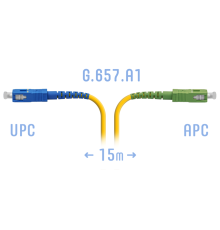 Патчкорд оптический SC/UPC-SC/APC SM G.657.A1 15 метров