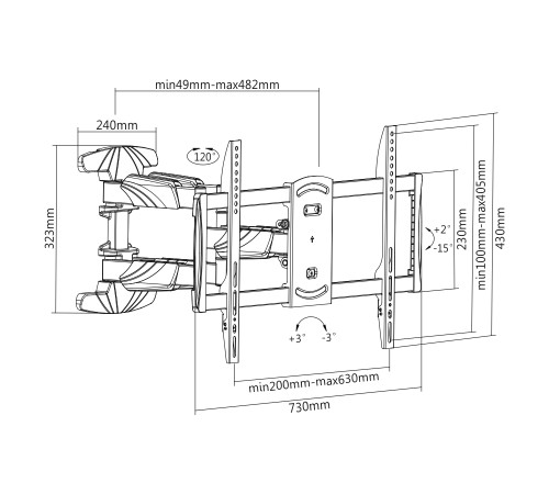 DIGIS DSM-5066 КРЕПЛЕНИЕ ДЛЯ ТВ 37"-70", 2X2 КОЛЕНА, VESA МАКС. 600X400ММ, ДО 45КГ (DSM-5066)
