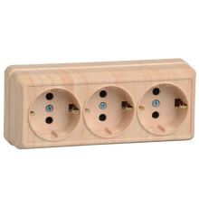 Iek ERO31-K03-16-DC РС23-3-ОС Розетка 3местн. с з/к 16А откр.уст. ОКТАВА (сосна)