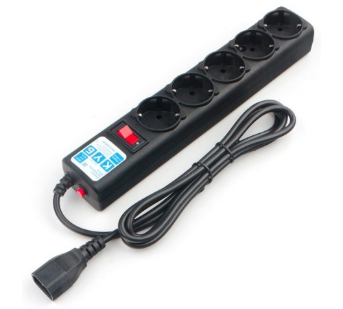 Фильтр-удлинитель Power Cube 0,5 м д/подкл. к UPS (C14), 5 розеток (черный) 10А/2,2кВт Электрическая мануфактура SPG5-B1