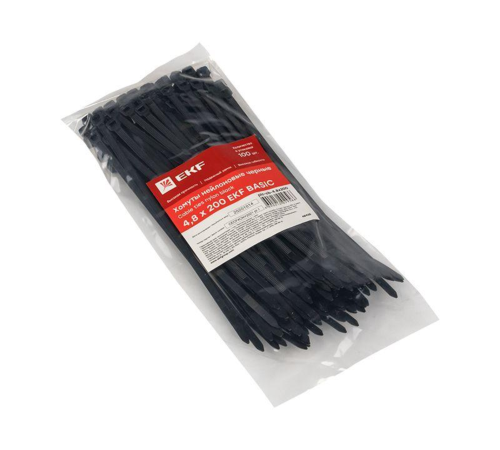 EKF plc-cb-4.8x200 Хомут нейлоновый черный (4,8х200) (100шт.) EKF Basic