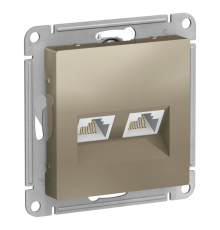 Systeme electric ATN000585 ATLASDESIGN РОЗЕТКА двойная компьютерная RJ45+RJ45, кат.5E, механизм, ШАМПАНЬ