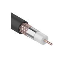 REXANT RG-6U, 75 Ом, CCS/Al/Al, 64%, бухта 100 м, черный OUTDOOR. Цена за 1м.