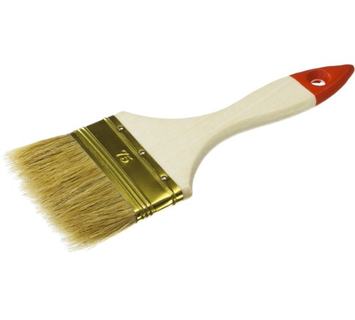 Кисть плоская ''УНИВЕРСАЛ-ОПТИМА'', светлая щетина, деревянная ручка, 75мм