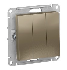 Systeme electric ATN000531 ATLASDESIGN 3-клавишный ВЫКЛЮЧАТЕЛЬ, сх.1+1+1, 10АХ, механизм, ШАМПАНЬ