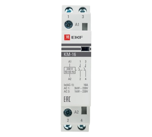 Контактор модульный КМ 16А NО+NC (1 мод.) EKF km-1-16-11 Контактор модульный КМ 16А NО+NC (1 мод.) EKF km-1-16-11