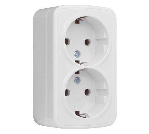 EKF EGR16-128-10 Минск Розетка 2-местная ОП 16А с заземлением белая EKF Basic