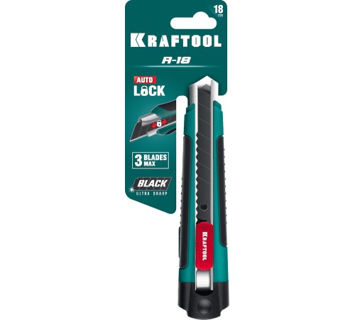 Нож KRAFTOOL "EXPERT" (09199) с сегментированным лезвием, двухкомп корпус, автостоп, отсек для хранения запасных лезвий, 18мм Нож KRAFTOOL "EXPERT" (09199) с сегментированным лезвием, двухкомп корпус, автостоп, отсек для хранения запасных лезвий, 18мм