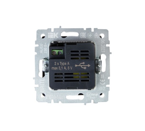 BRITE Розетка USB A+A 3.1А РЮ10-1-БрЧ черный