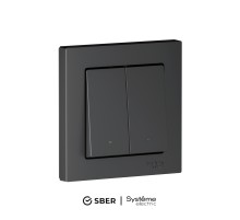 ATLASDESIGN SMART 2-кл. ВЫКЛЮЧАТЕЛЬ с подсв., Zigbee, сх.5, L+N, 10А, мех., КАРБОН