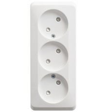 Systeme electric PA16-010B ЭТЮД O/У тройная РОЗЕТКА без заземления со штороками 16А 250B, БЕЛЫЙ, Россия