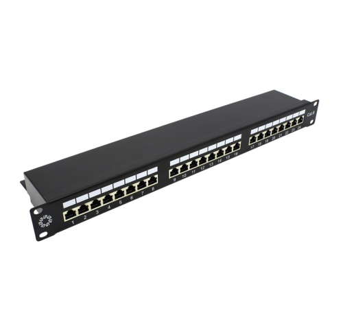 Патч-панель 19'. 24 порта RJ-45. FTP. Cat.5e. 1U