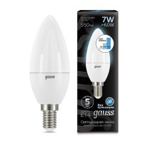 Лампа светодиодная LED 7 Вт 550 лм 4100К AC150-265В E14 свеча нейтральный шаговое диммирование выключателем Black Gauss