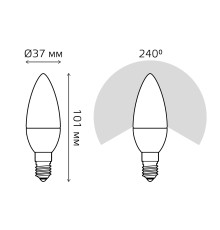 Лампа Свеча 7W 550lm 6500К E14 шаг. диммирование LED