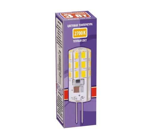 Лампа светодиодная LED 3Вт G4 200Лм теплый 220V/50Hz