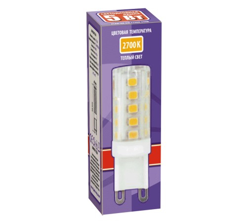 Лампа светодиодная LED 5Вт G9 300Лм теплый 220V/50Hz