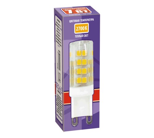 Лампа светодиодная LED 7Вт G9 400Лм 220V/50Hz теплый