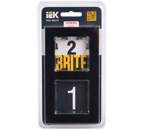 BRITE Рамка 2 поста РУ-2-2-БрЧ стекло черный