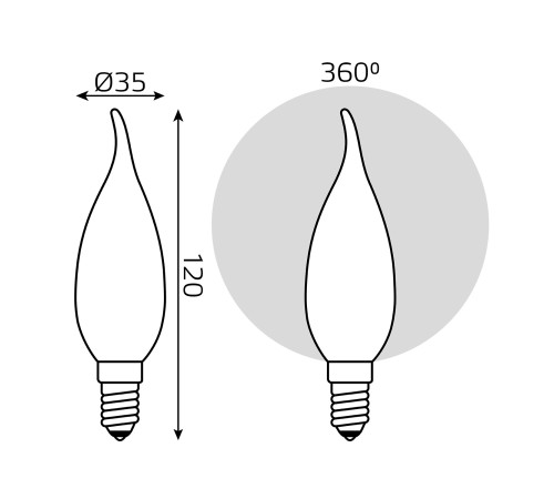 Лампа светодиодная Gauss Filament 104201209 9Вт цок.:E14 свеча 220B 4100K св.свеч.бел.нейт. (упак.:10шт)