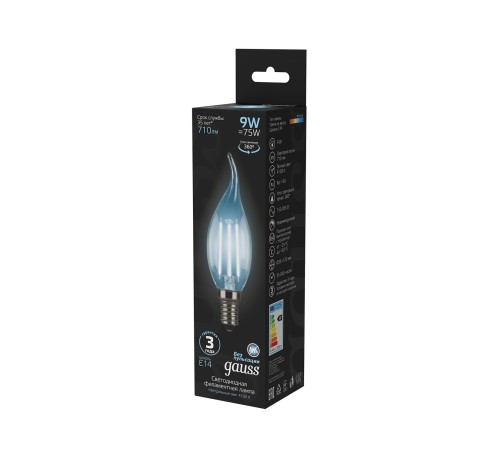 GAUSS 104801209 Светодиодная лампа LED Filament Свеча на ветру E14 9W 710lm 4100K 1/10/50 GAUSS 104801209 Светодиодная лампа LED Filament Свеча на ветру E14 9W 710lm 4100K 1/10/50