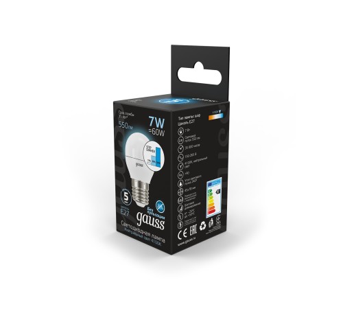 Лампа светодиодная LED 7 Вт 550 лм 4100К AC150-265В E27 шар P45 нейтральный шаговое диммирование выключателем Black Лампа светодиодная LED 7 Вт 550 лм 4100К AC150-265В E27 шар P45 нейтральный шаговое диммирование выключателем Black