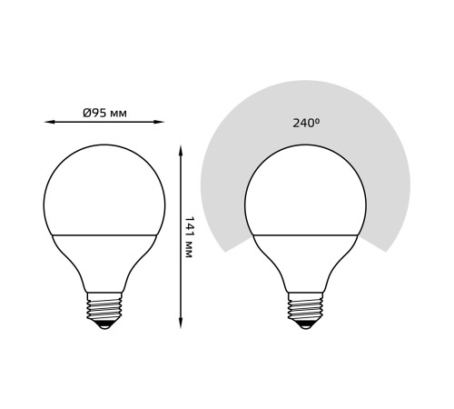 Лампа светодиодная Gauss G95 16Вт цок.:E27 шар 220B 4100K св.свеч.бел.нейт. (упак.:1шт) (105102216)
