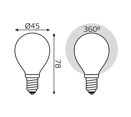 Лампа светодиодная Gauss Filament 105201109 9Вт цок.:E14 шар 220B 3000K св.свеч.бел.теп. (упак.:10шт)