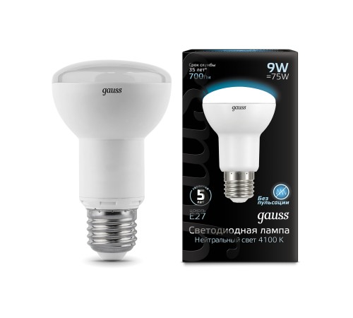GAUSS 106002209 Светодиодная лампа LED R63 E27 9W 700lm 4100K 1/10/50 GAUSS 106002209 Светодиодная лампа LED R63 E27 9W 700lm 4100K 1/10/50