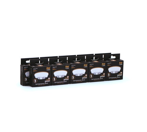 Лампа светодиодная Gauss GX53 8Вт цок.:GX53 таблетка 220B 3000K св.свеч.бел.теп. Tablet (упак.:1шт) (108008108)