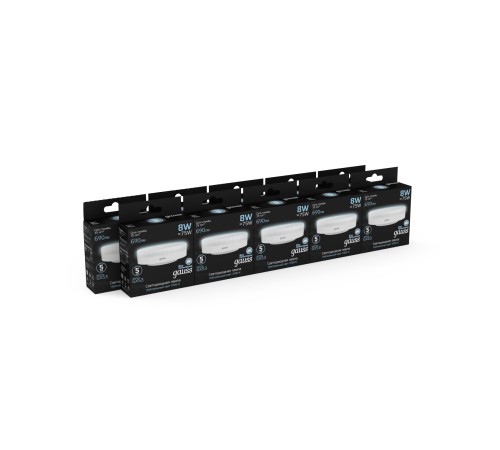 GAUSS 108008208 Светодиодная лампа LED GX53 8W 690lm 4100K 1/10/100 GAUSS 108008208 Светодиодная лампа LED GX53 8W 690lm 4100K 1/10/100