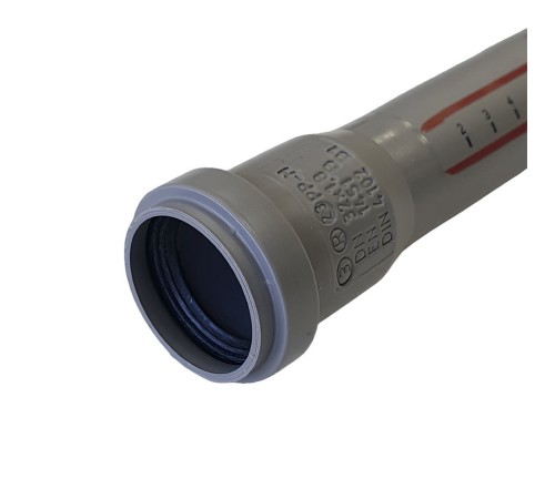 Труба канализационная 32x500 мм НТЕМ однораструбная, серая