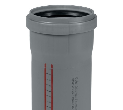 Труба канализационная 110x250 мм НТЕМ однораструбная, серая