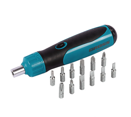 Отвертка-реверс + механизм SmartPush + биты, 12 пред., PH + SL + Torx, S2, 2к рукоятка