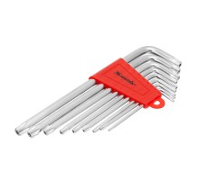 Набор ключей имбусовых TORX, 9 шт., T10-T50, CrV, удлиненные, сатин.