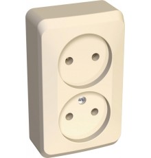 Systeme electric PA16-005K ЭТЮД О/У двойная РОЗЕТКА без заземления без шторок 16А 250B, КРЕМОВЫЙ, Россия