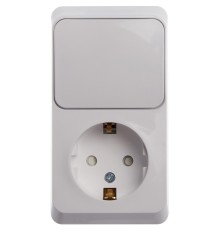 Systeme electric BPA16-201B ЭТЮД О/У БЛОК: РОЗЕТКА с заземл. со шт. + ВЫКЛЮЧАТЕЛЬ 1-клавиш., БЕЛЫЙ, Россия