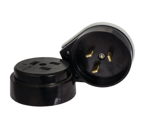 EKF AS-250-O-03 Разъем РШ-ВШ 32А 250В 2P+PE (ОУ) карболитовый черный EKF PROxima