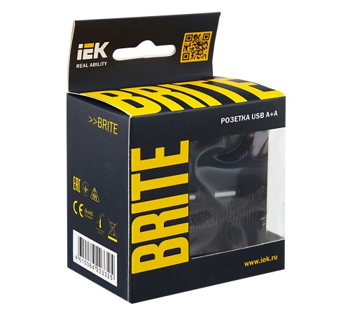BRITE Розетка USB A+A 3.1А РЮ10-1-БрЧ черный