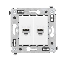 Avanti Компьютерная розетка RJ-45 без шторки в    стену, кат.5е двойная, Белое облако