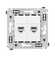 Avanti Компьютерная розетка RJ-45 без шторки в    стену, кат.5е двойная, Белое облако