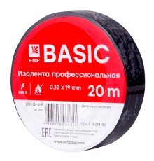 EKF plc-iz-a-b Изолента класс А (профессиональная) (0,18х19мм) (20м.) черная EKF PROxima