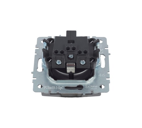 BRITE Розетка с заземлением с защитными шторками и крышкой 16А IP20 РСбш10-3-БрС сталь