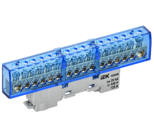TEKFOR Шина N ноль изолированная на универсальном держателе 8х12-16-С IEK