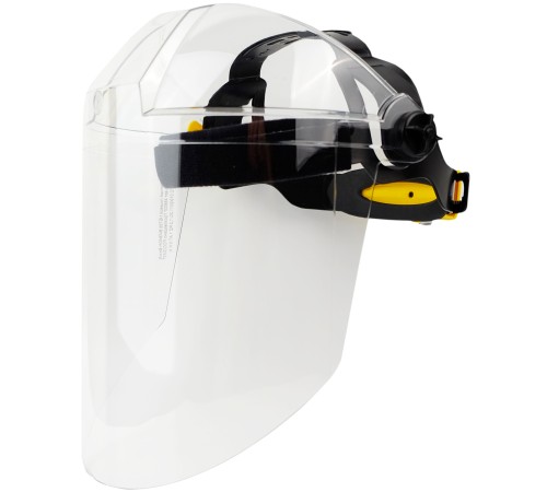 Щиток защитный лицевой НБТ2 ВИЗИОН TITAN (прозрачный козырек из ударопрочного и термостойкого материала STRONG, экран из ударопрочного и термостойкого поликарбоната 2 мм (220х385мм), крепление RAPID с мягким обтюратором,-50°C + 130°C ) РОСОМЗ 424390