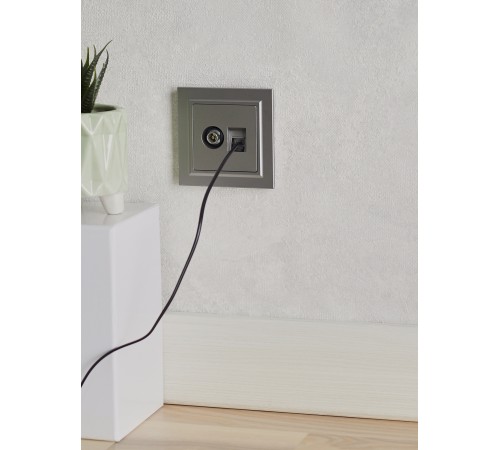 IEK BR-AK20-1-K46 BRITE Роз. двойная TV+RJ45 кат.5E РТВ/РК12-БрС сталь