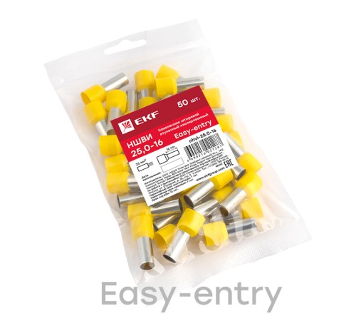 EKF nhvi-25.0-16 Наконечник штыревой втулочный изолированный НШвИ 25,0-16 (50шт.) EKF PROxima