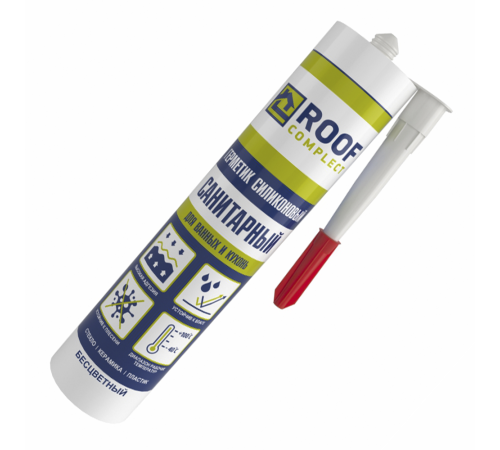 Герметик силиконовый санитарный Roof Complect беcцветный (260мл)