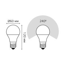 Лампа светодиодная Gauss Elementary A60 20Вт цок.:E27 груша 220B 3000K св.свеч.бел.теп. A60 (упак.:1шт) (23219)